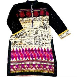 Gianna Lace & Print 3/4 Sleeve Tunic Top Sz XSMALL